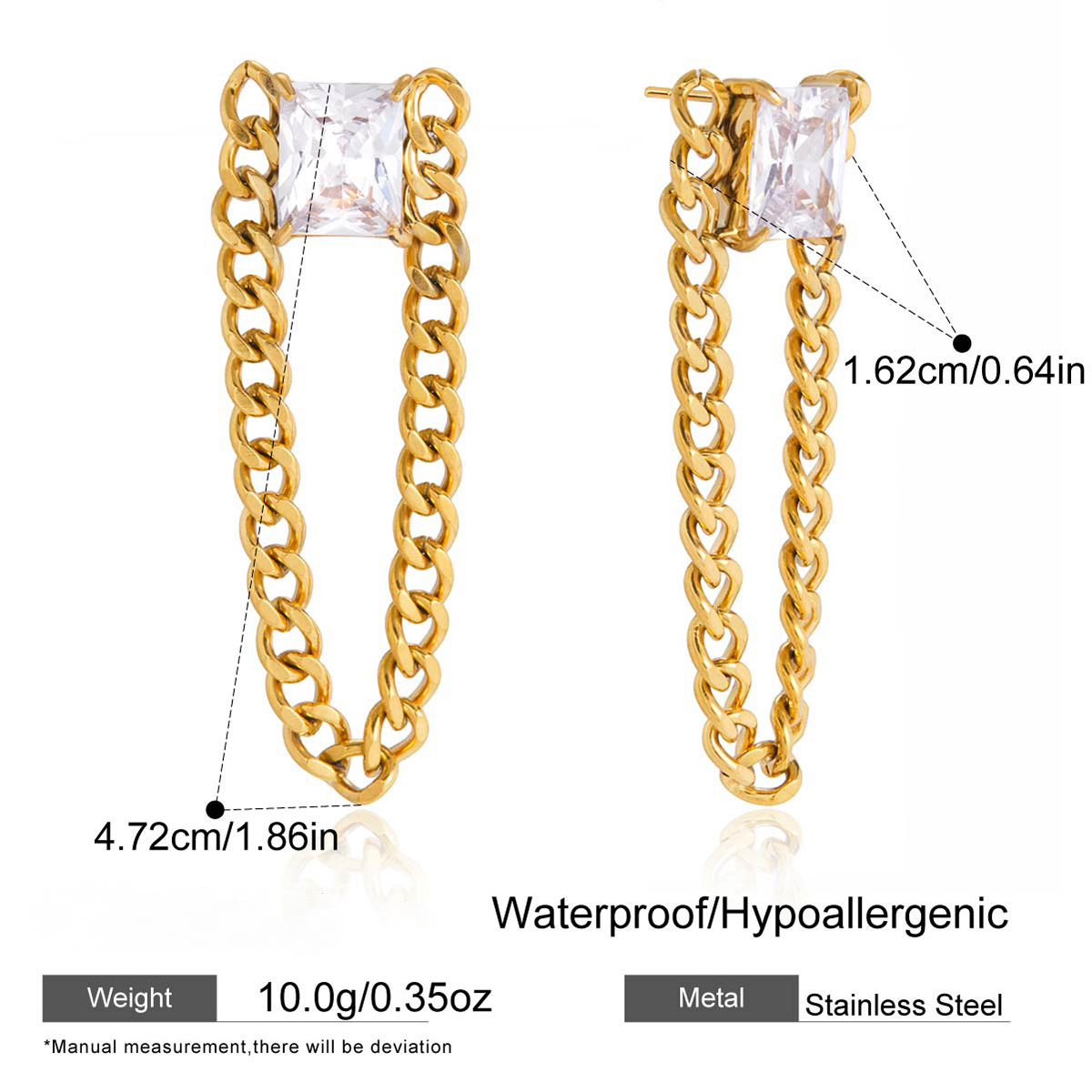 Stainless Steel Cubic Zirconia Tassel Earrings