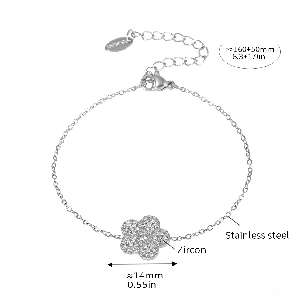 Plum Blossom Inlay Cubic Zirconia Necklace Bracelet Jewelry Suit