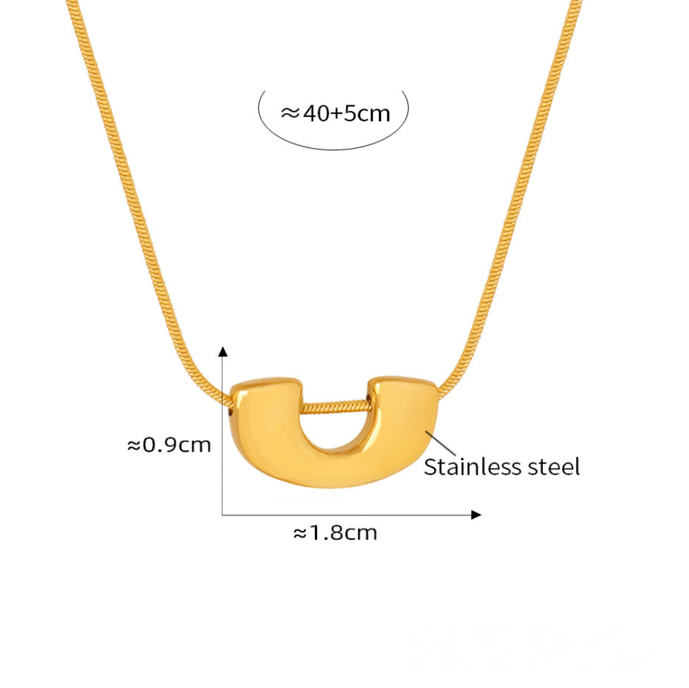 Stainless Steel U Shape Pendant Necklace Earrings Jewelry Suit