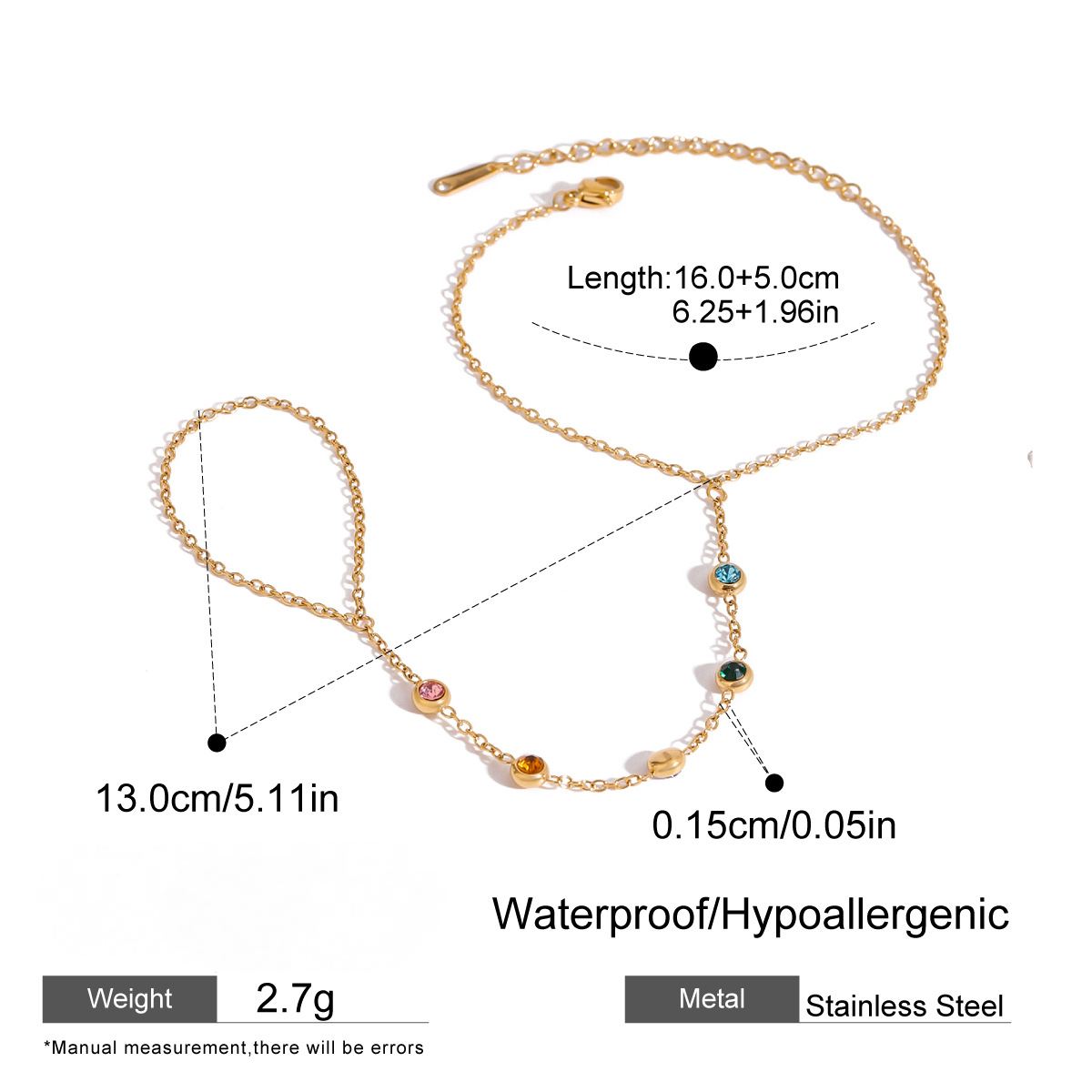 Stainless Steel Cubic Zirconia Pearl Finger Bracelet