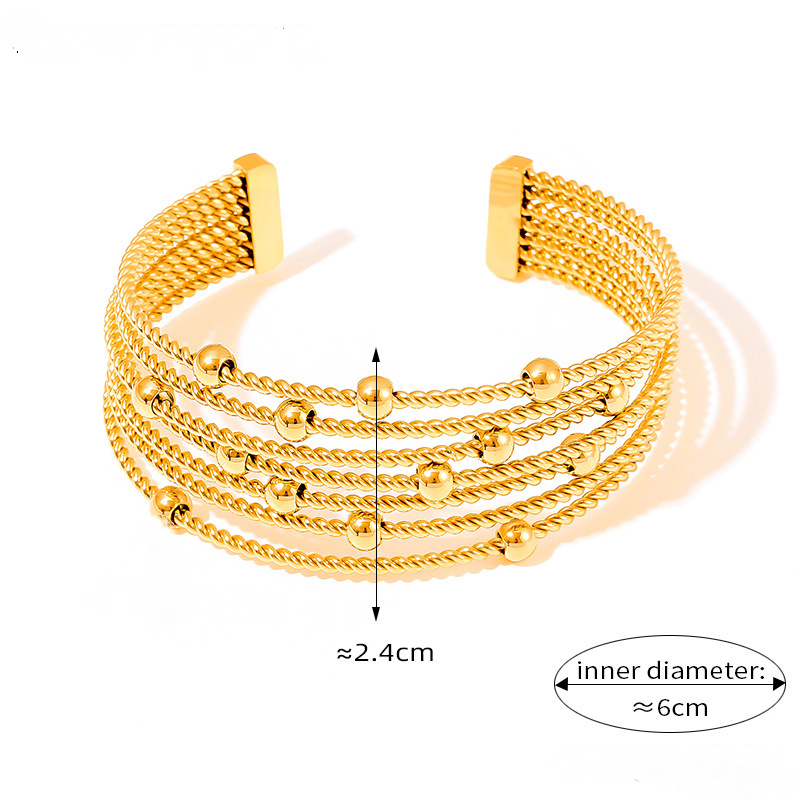 Stainless Steel Multi-layer Bead Cuff Bracelet