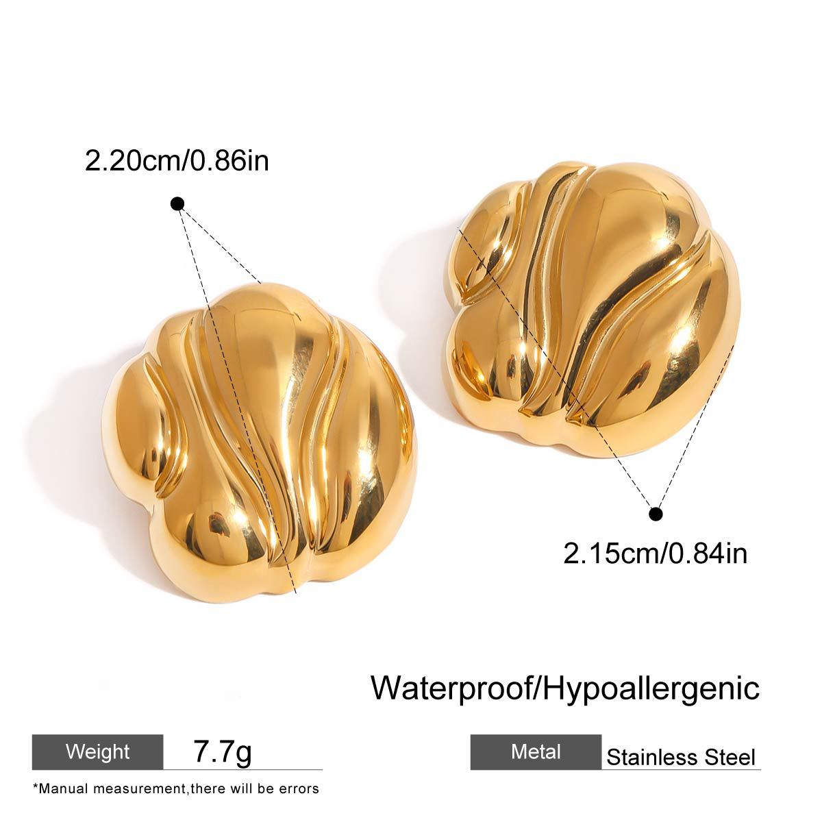 Stainless Steel 18K Gold PVD Irregular Stud Earrings