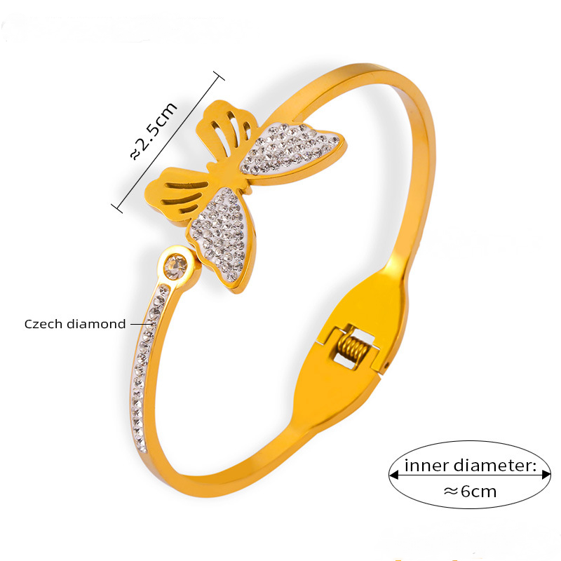 Four-leaf Clover Butterfly Snake Shape Stainless Steel Bracelet