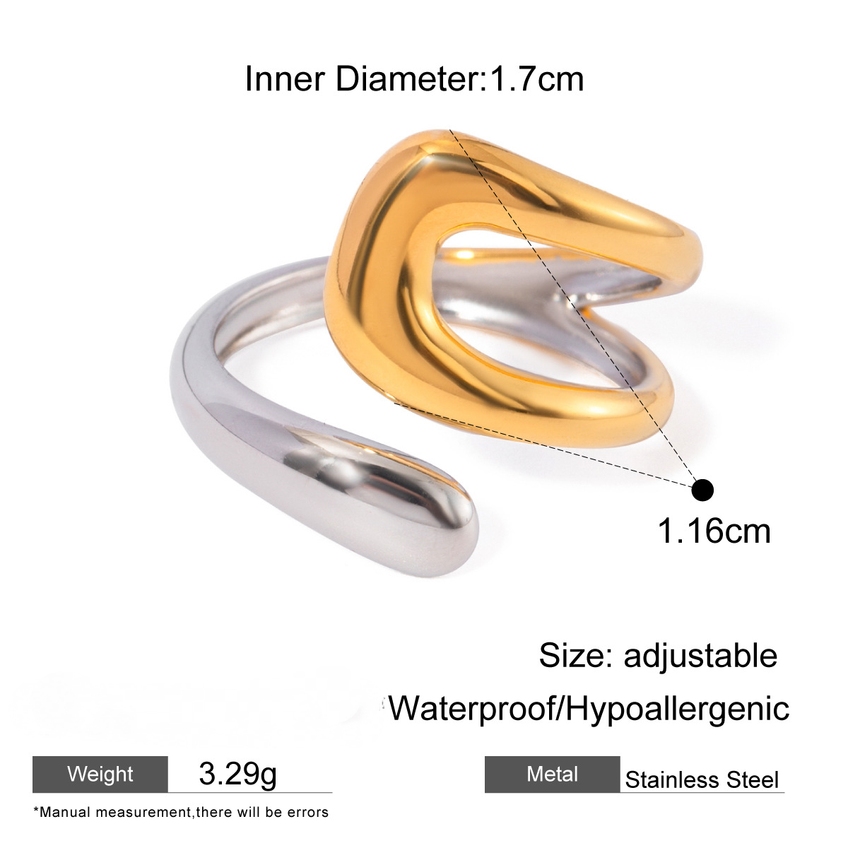Stainless Steel Two-Tone Gold and Steel Ring
