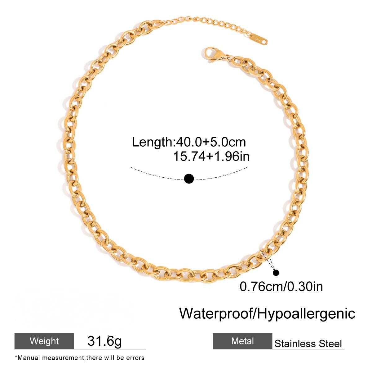 Stainless Steel 18K Gold PVD Cable Chain Necklace