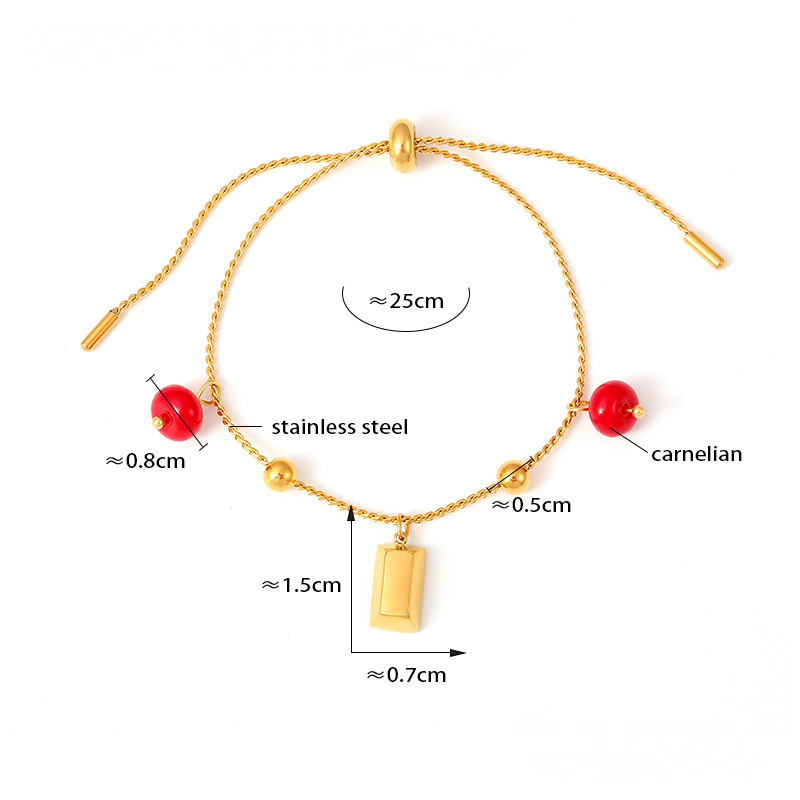 Round Bead Agate Geometric Elements Pendant Bracelet