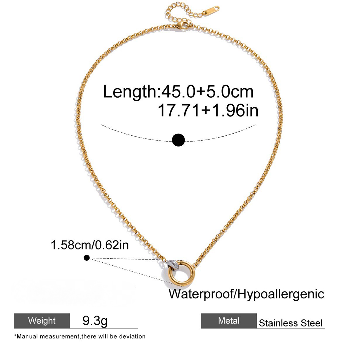DIY Buckle Stainless Steel Heart Paperclip Chain Necklace