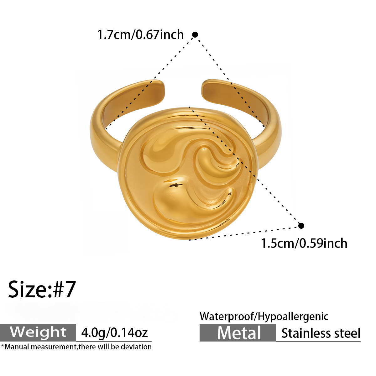 Stainless Steel Geometric Shaped Open Ring Set