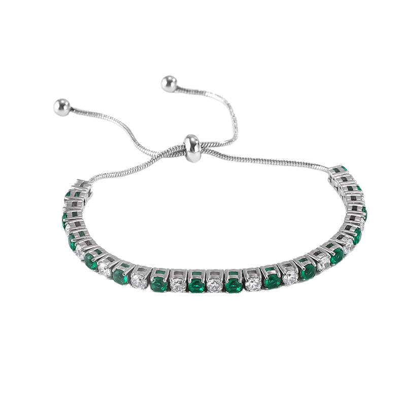 Stainless Steel 3MM Round Zircon Adjustable Tennis Bracelet