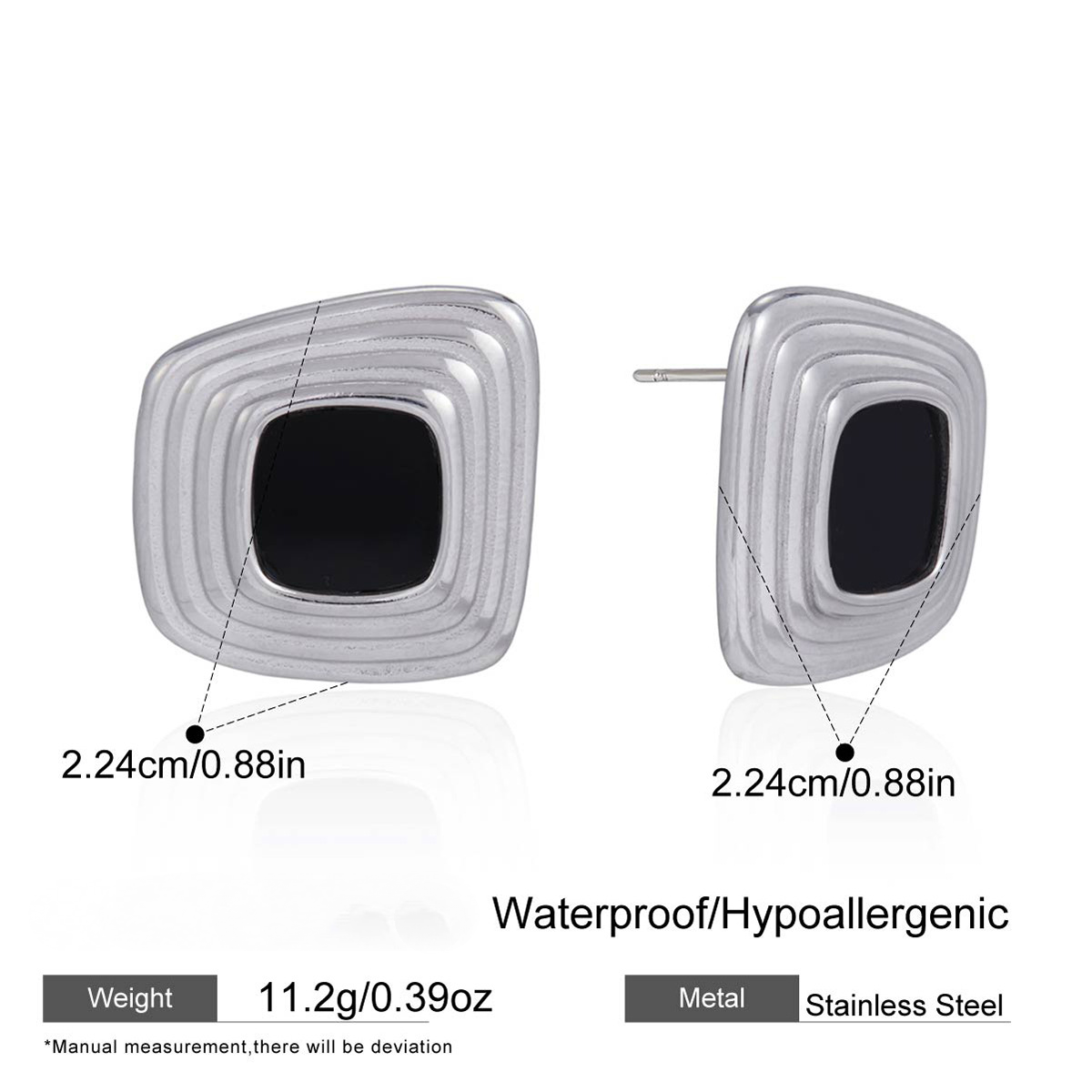 Stainless Steel Black Oil-dripping Stud Earrings
