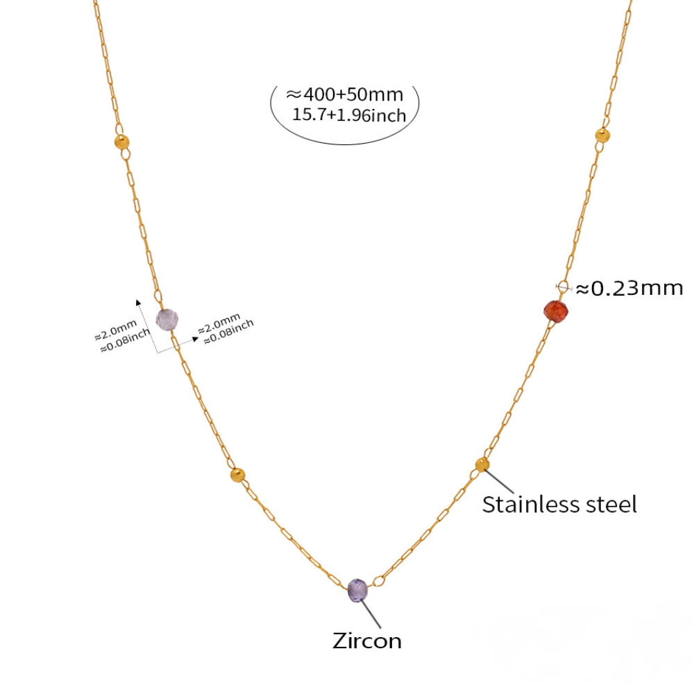 Stainless Steel Split Separated Cubic Zirconia Necklace