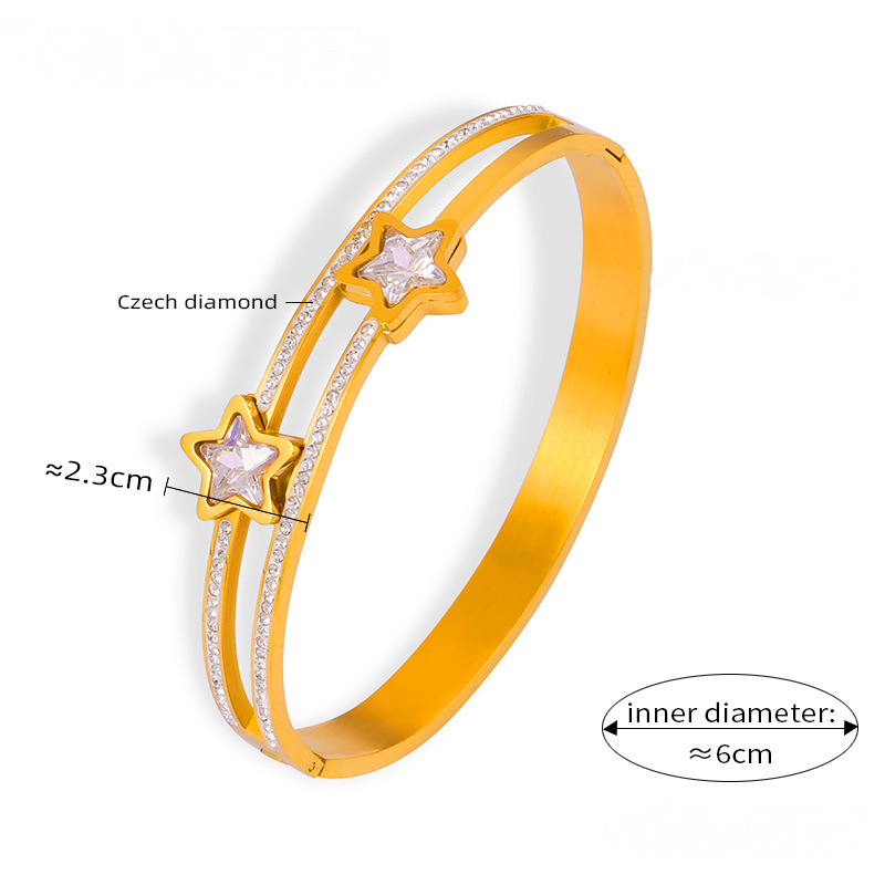 Star Ring Imitation Pearl Square Stainless Steel Bracelet