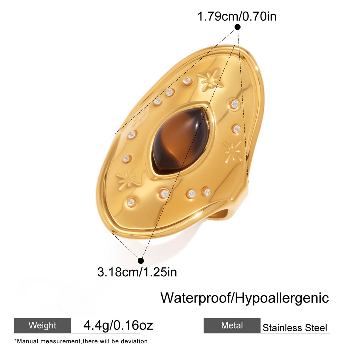 Stainless Steel Tiger's Eye Ring