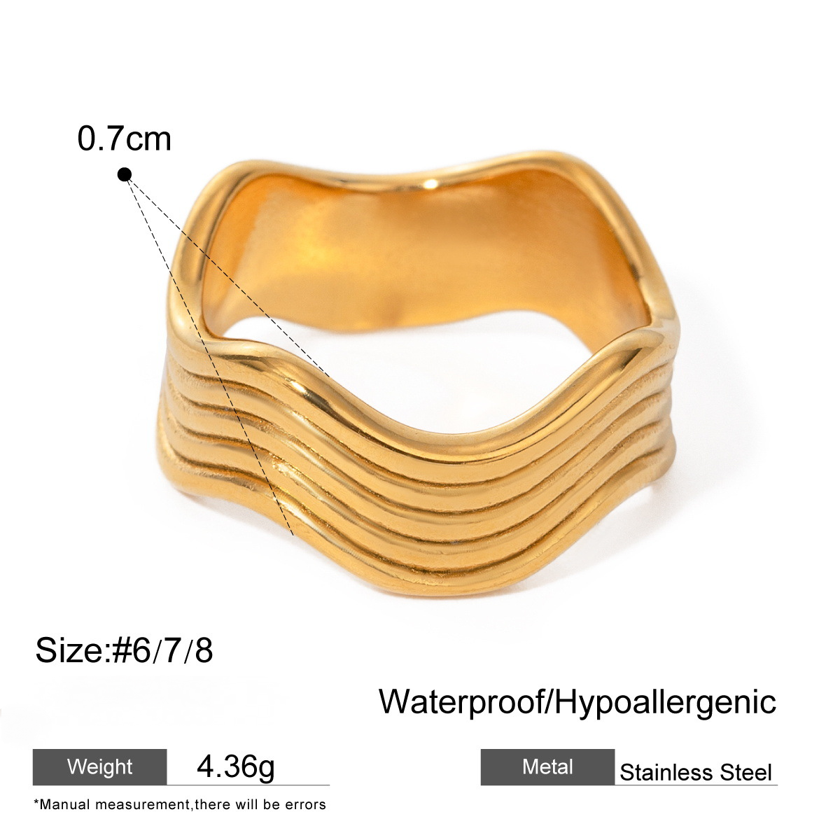 Stainless Steel 18K Gold PVD Croissant Ring