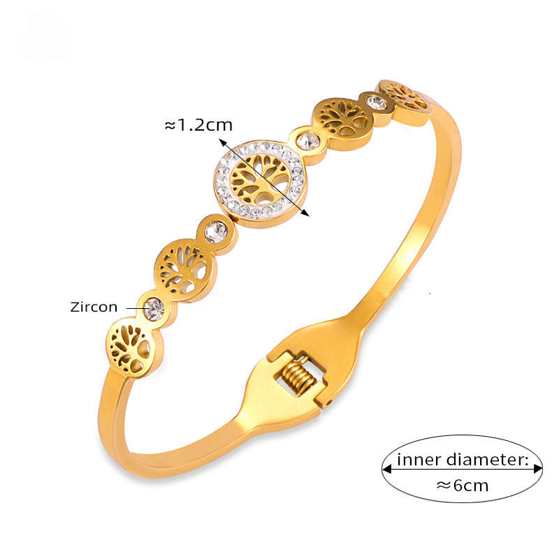 Evil Eye Tree of Life Pattern Stainless Steel Bracelet