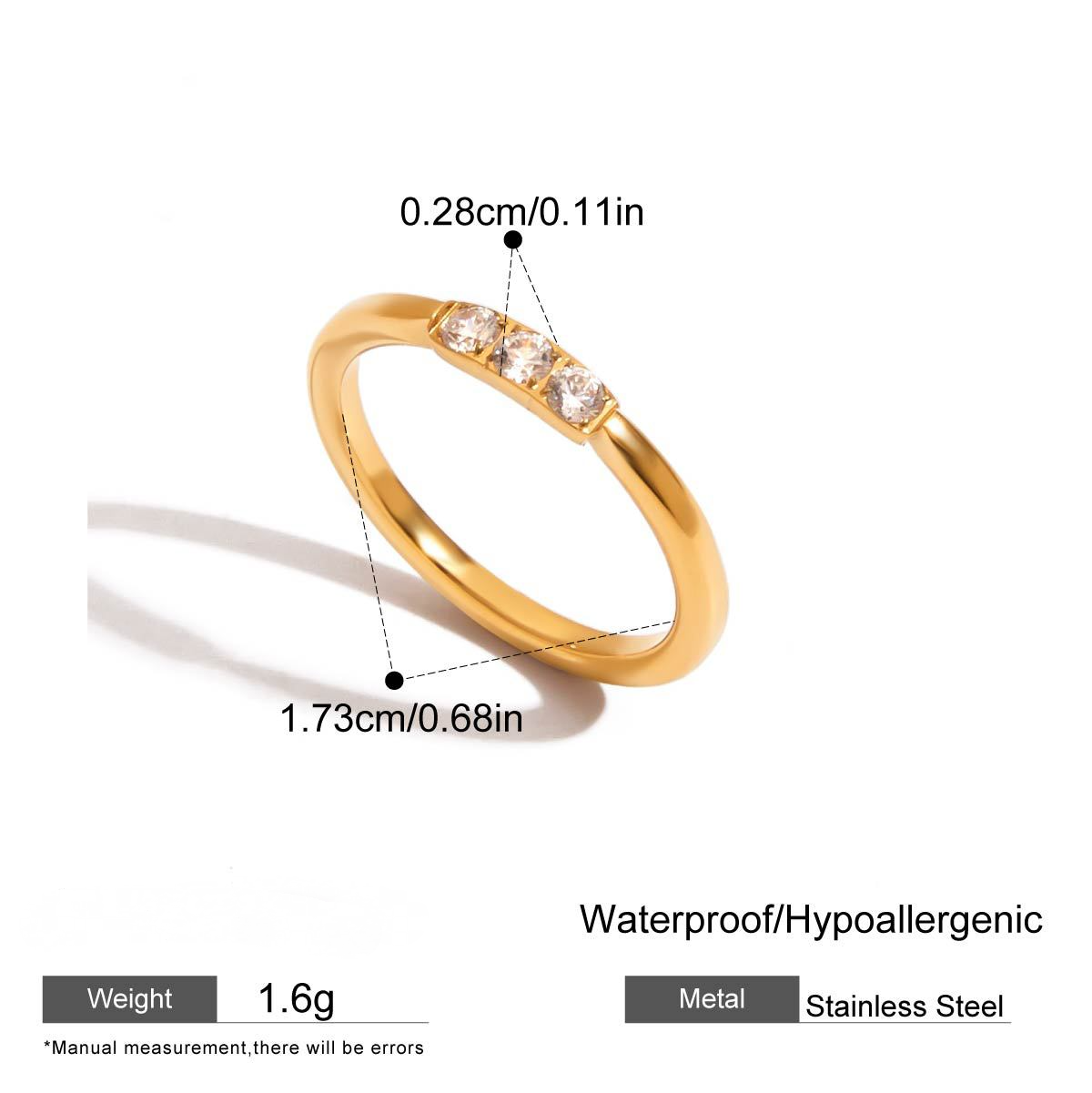Stainless Steel Fine Ring Cubic Zirconia Ring Combination