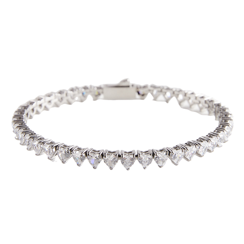 4x4MM Heart Single Row Zircon Tennis Bracelet