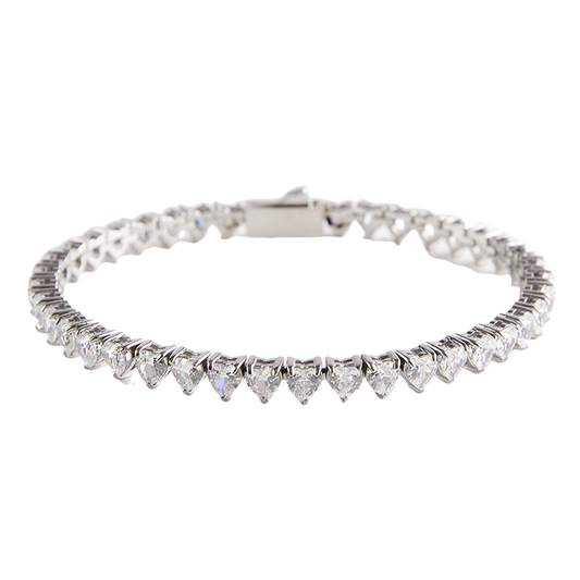 4x4MM Heart Single Row Zircon Tennis Bracelet