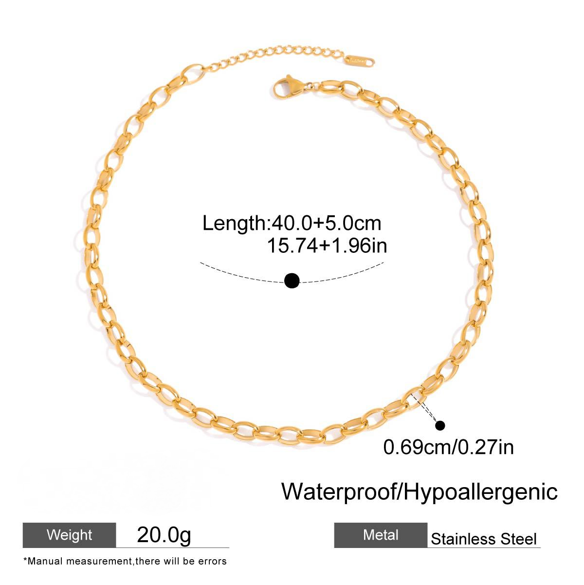 Stainless Steel 18K Gold PVD Cable Chain Necklace