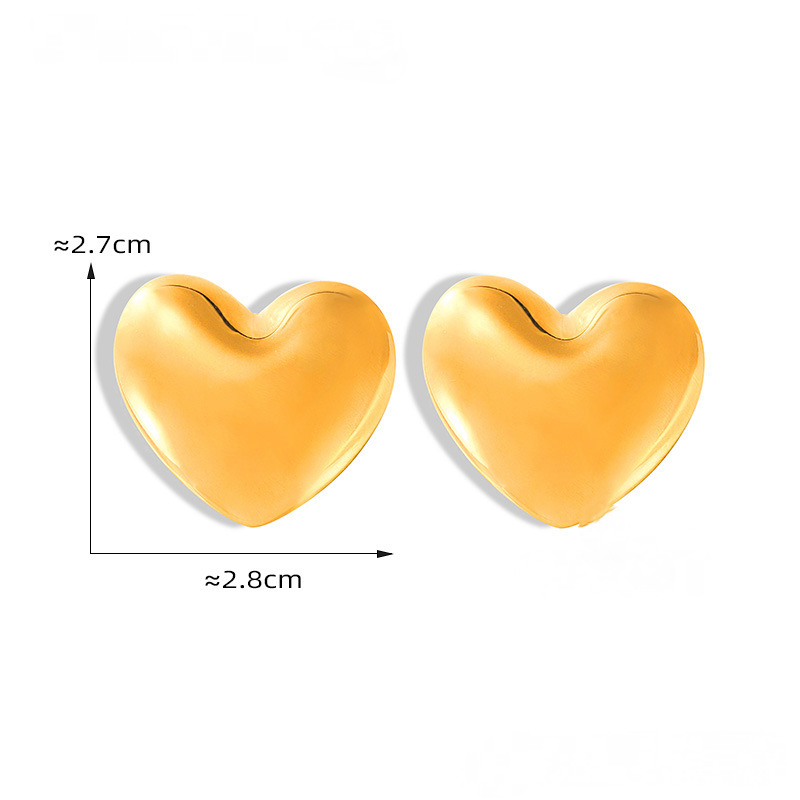 Stainless Steel Brushed Heart Stud Earrings