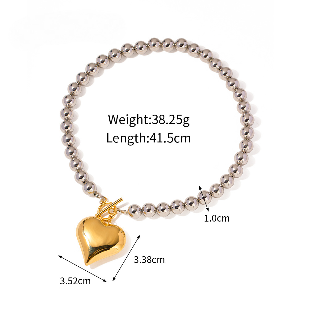 Stainless Steel Heart Pendant Necklace Combination