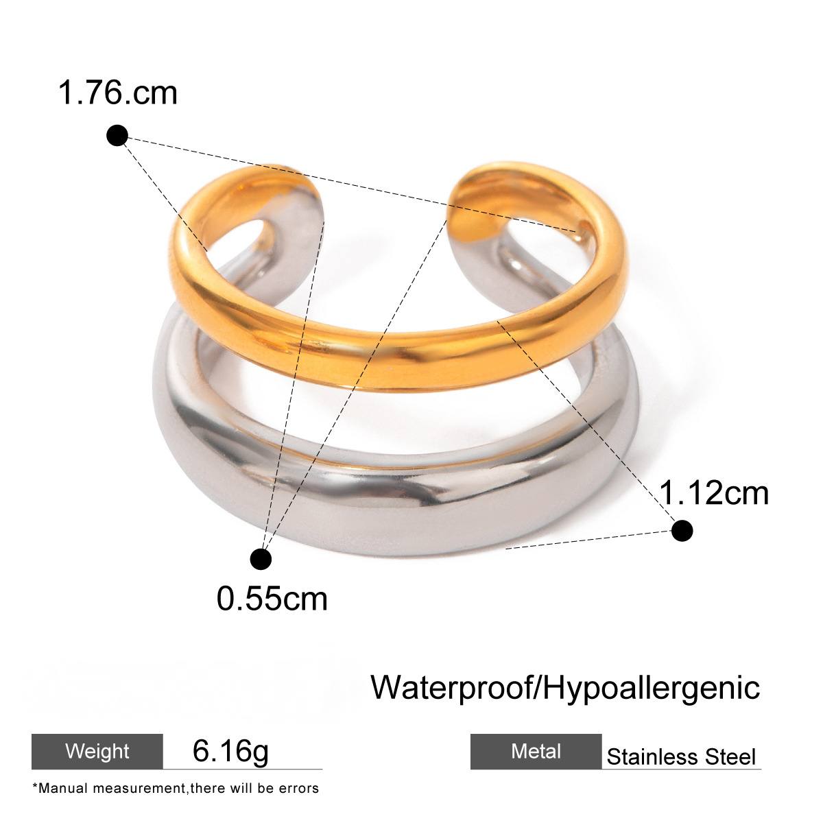 Stainless Steel Two-Tone Gold and Steel Ring