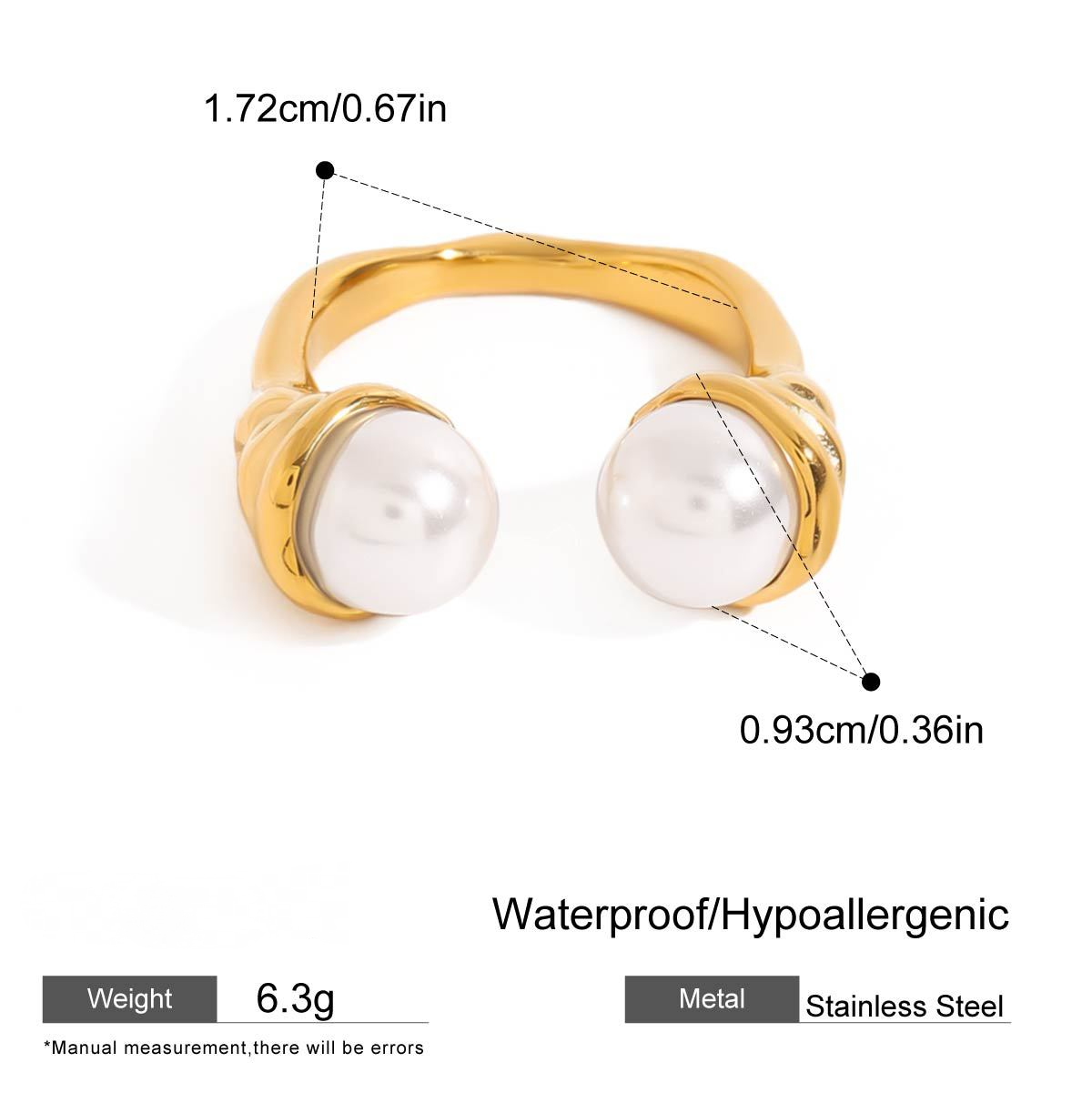 Stainless Steel Light Luxury Pearl Ring Combination