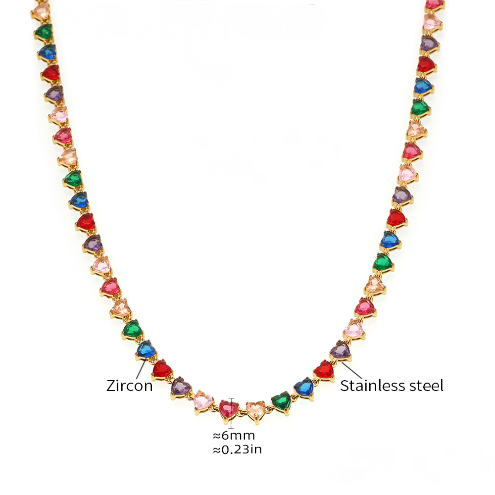 Stainless Steel Heart Cubic Zirconia Necklace