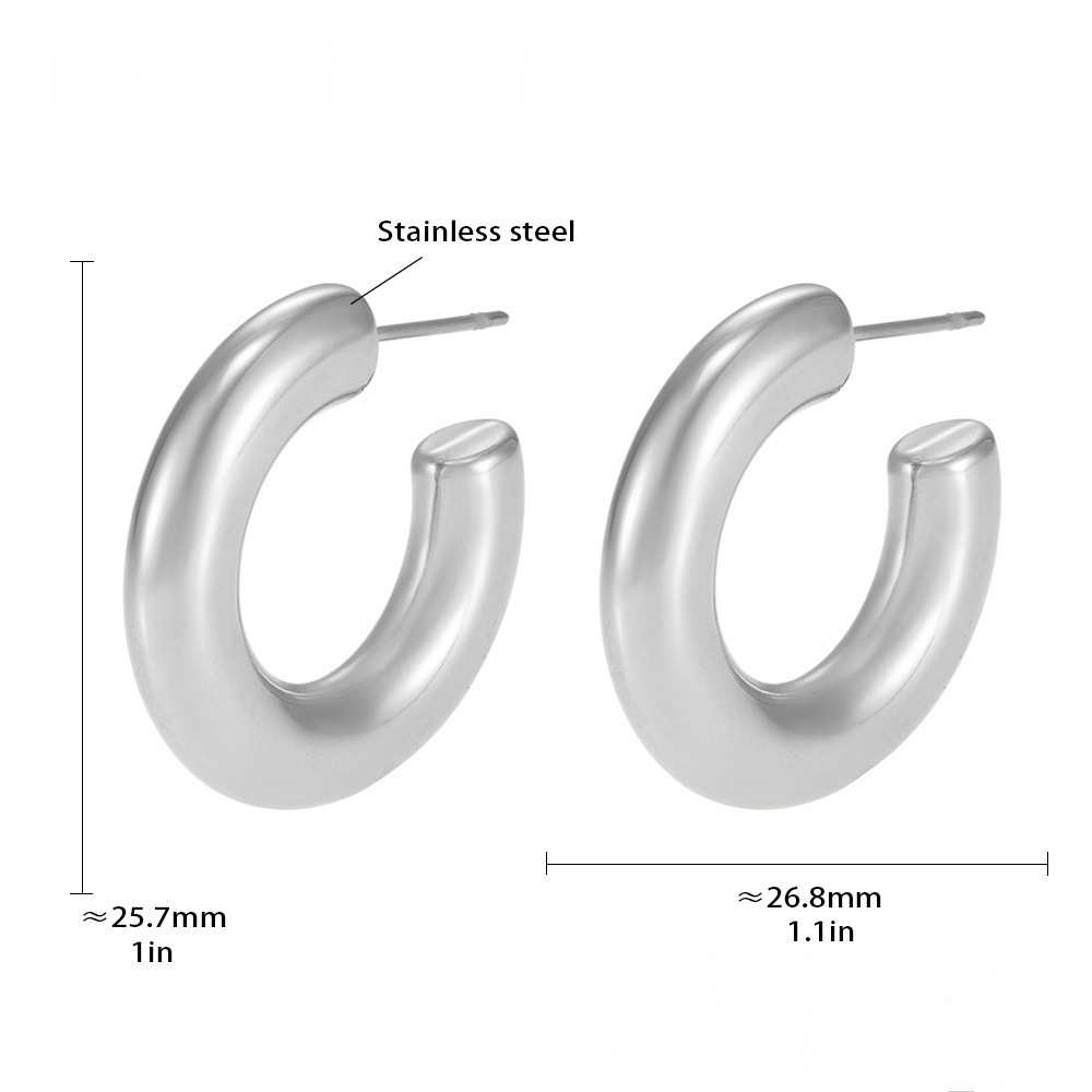 Stainless Steel Minimalist Polished Hoop Earrings