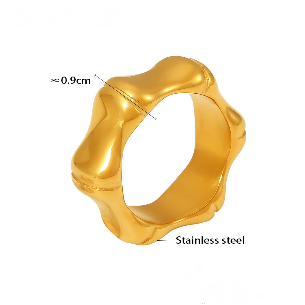 18K Gold PVD Stainless Steel Bamboo Shape Ring