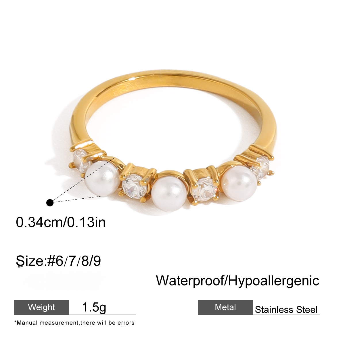 Stainless Steel Stacking Pearl Rings