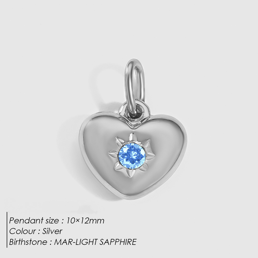 Stainless Steel Rhinestone Heart Pendant