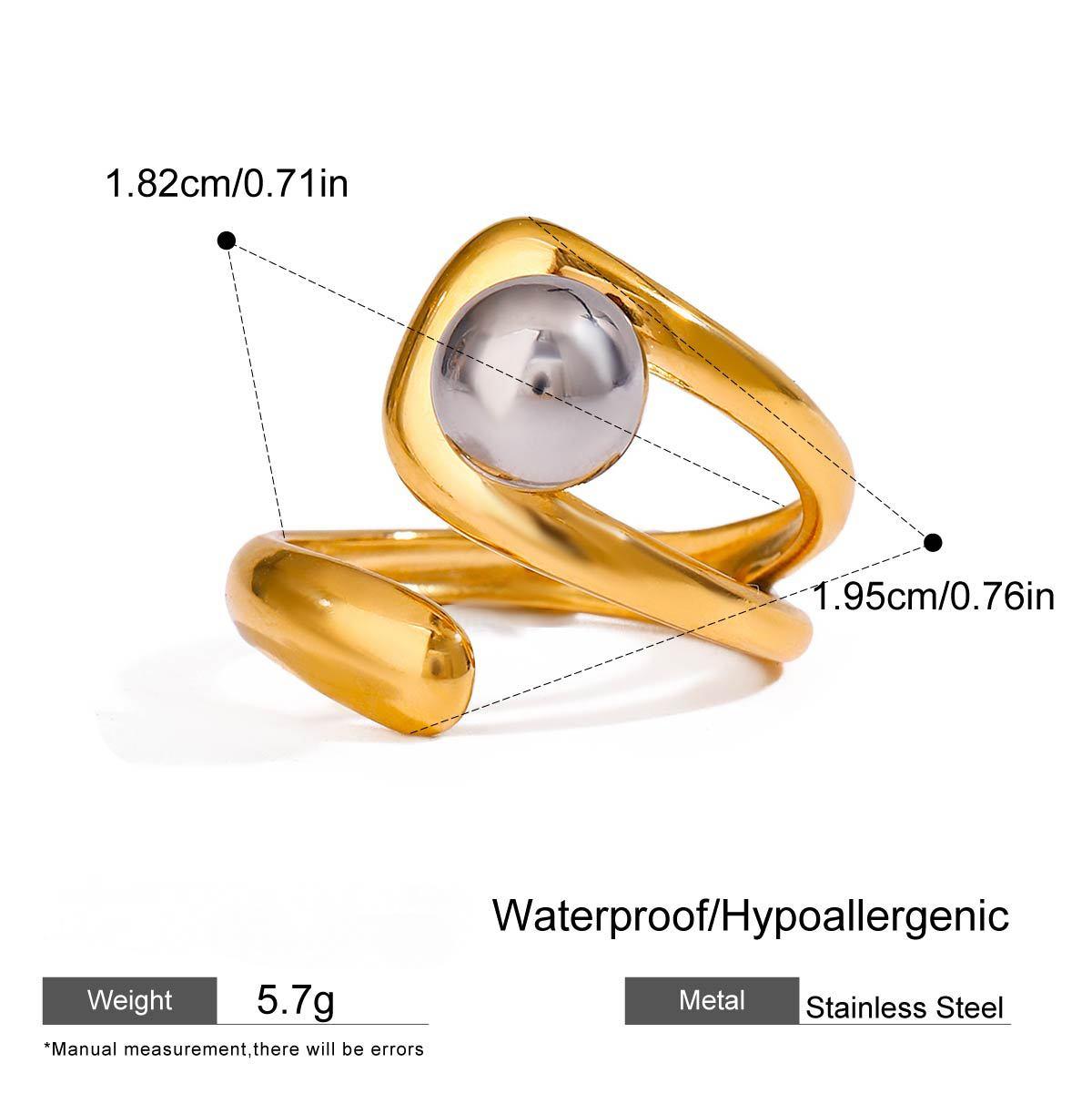 Stainless Steel Geometric Design Pearl Ring