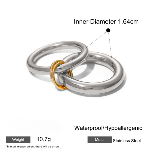 Stainless Steel Two-Tone Gold and Steel Ring