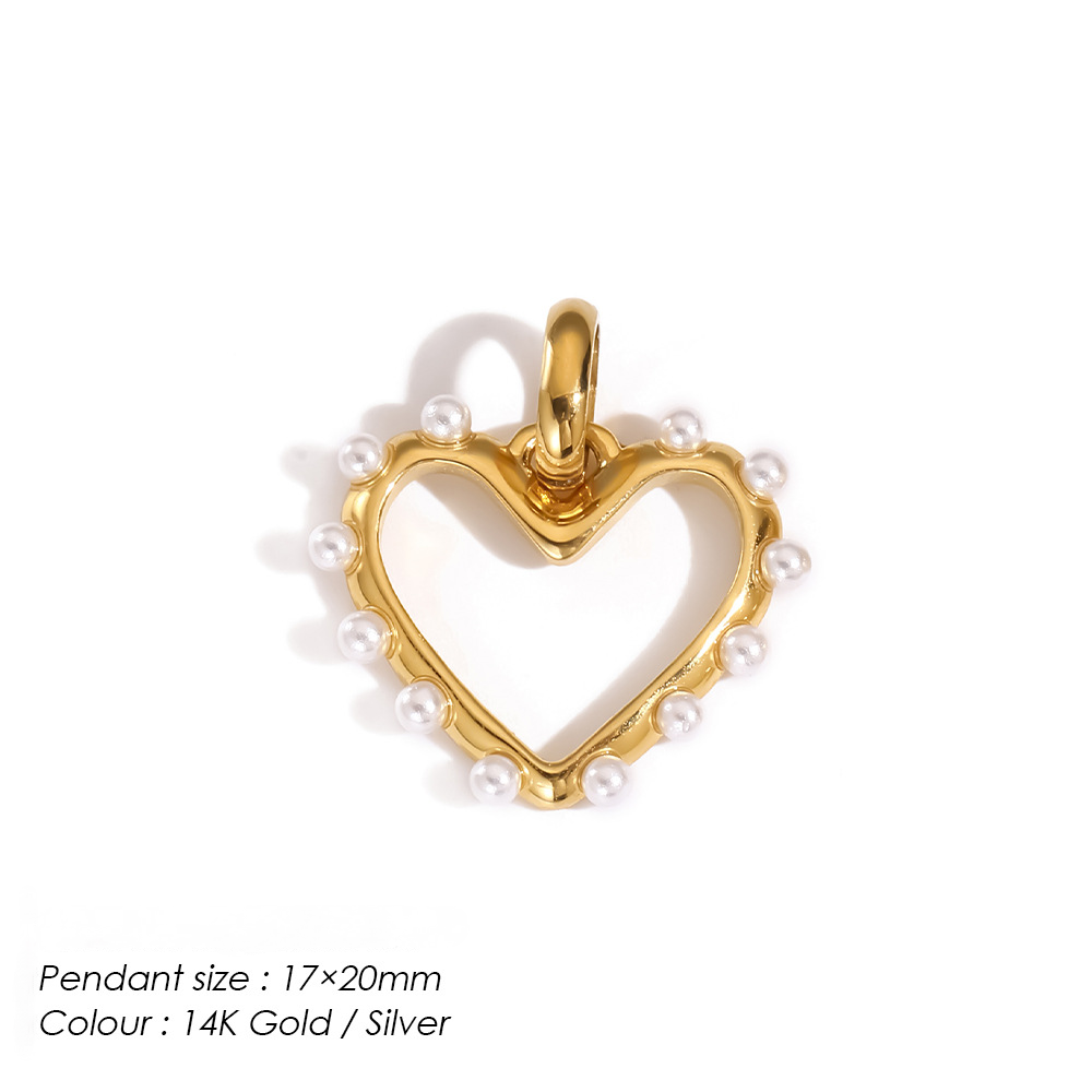 Stainless Steel Diamond-encrusted Heart Necklace Pendant
