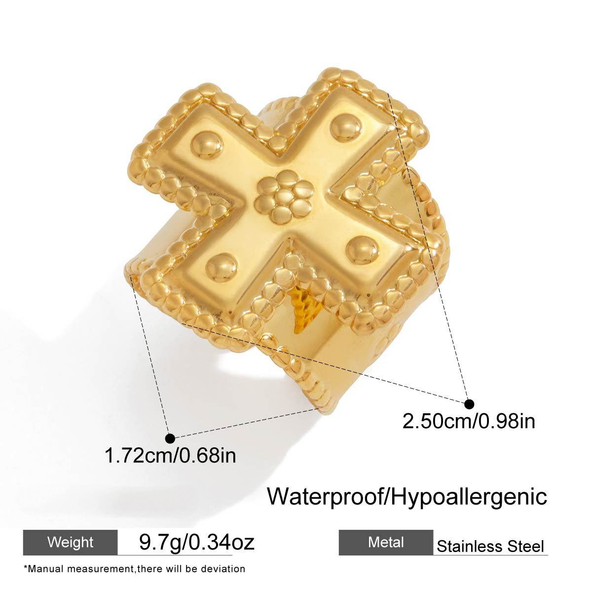 Stainless Steel Band Cross Ring