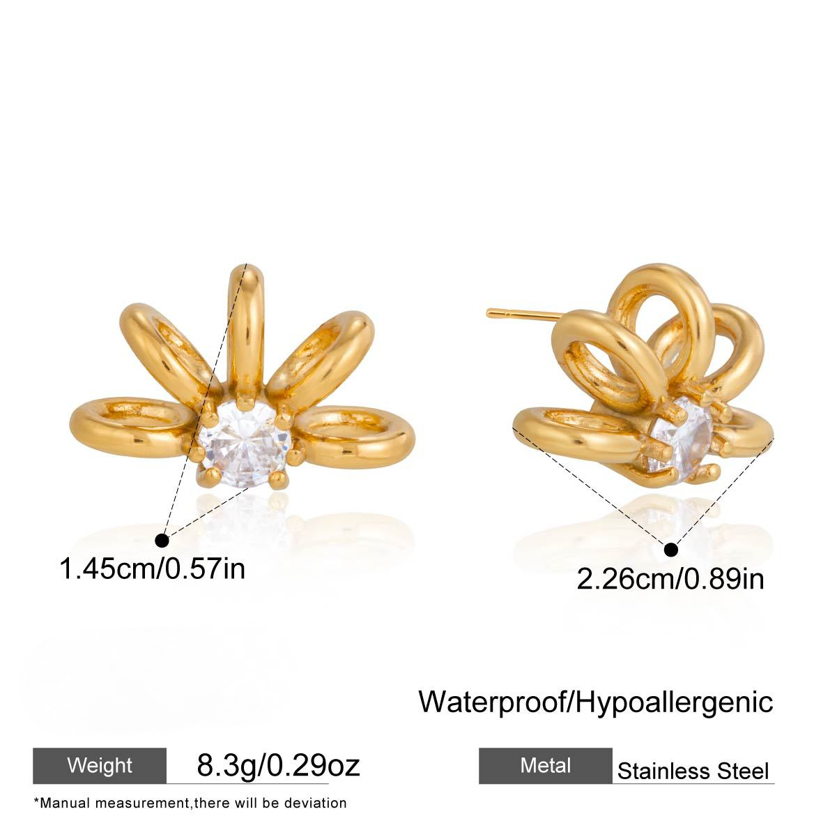 Stainless Steel CZ Necklace Earrings Jewelry Set