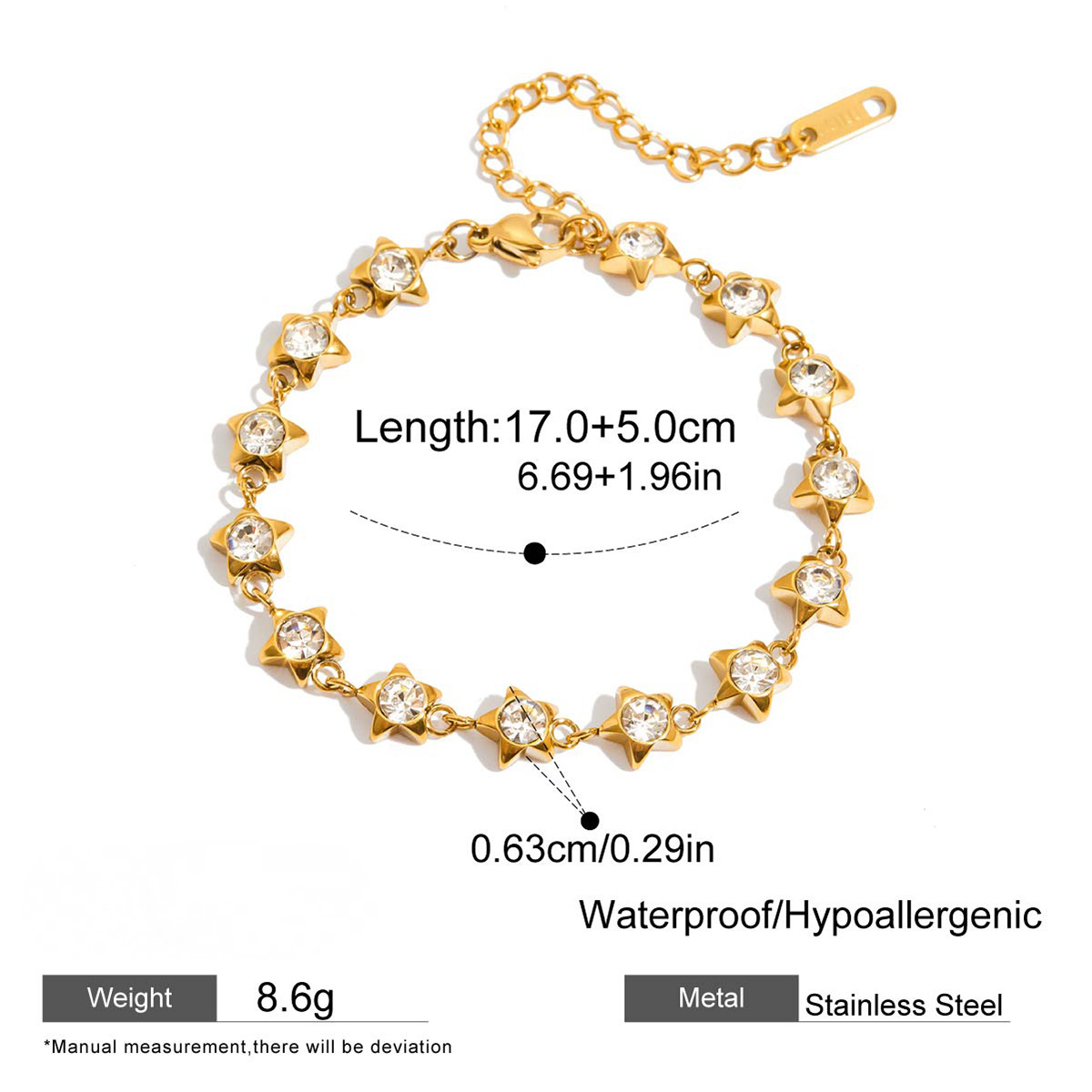 Stainless Steel Strap Cubic Zirconia Bracelet