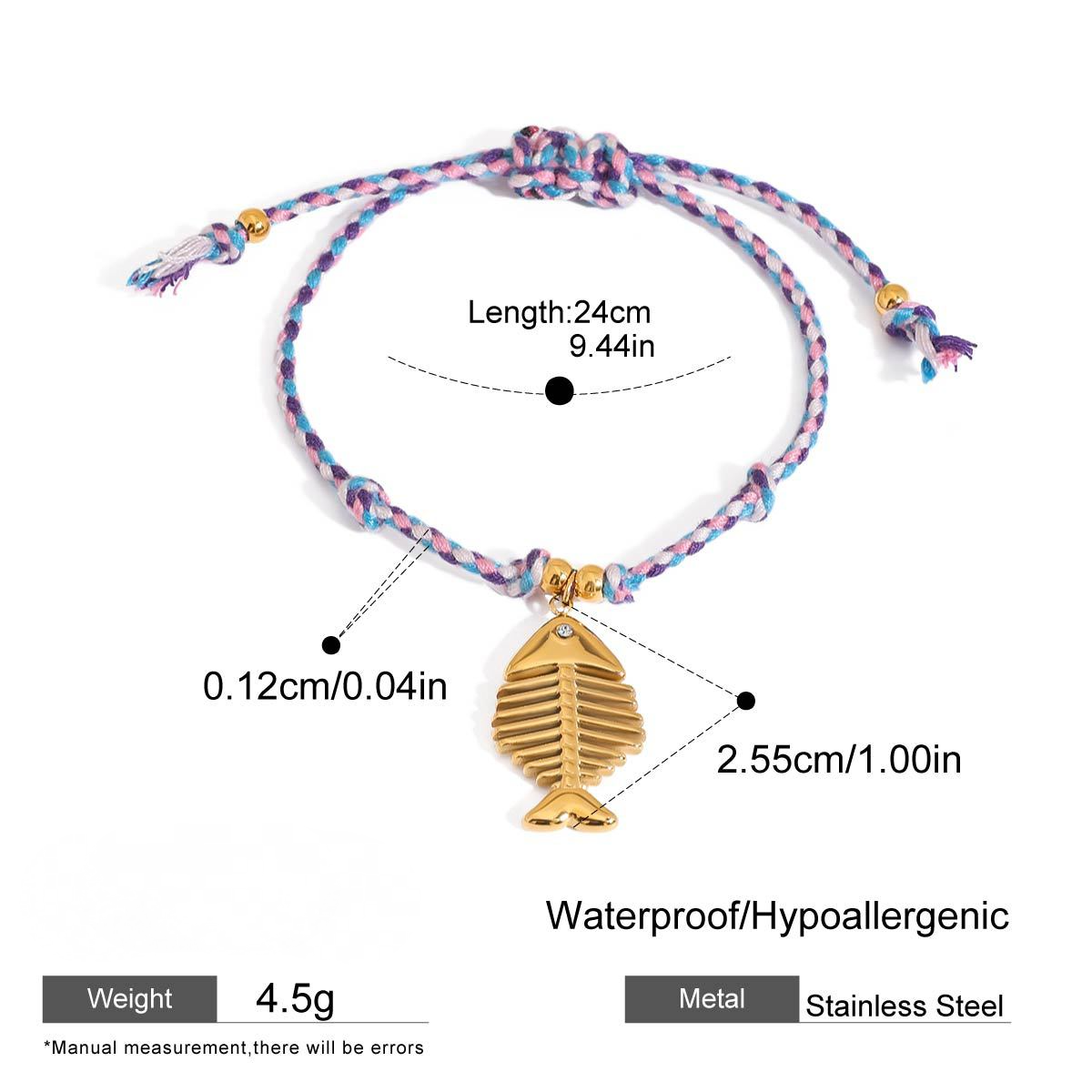 Stainless Steel Ocean Pendant Woven Bracelet With Hand Rope