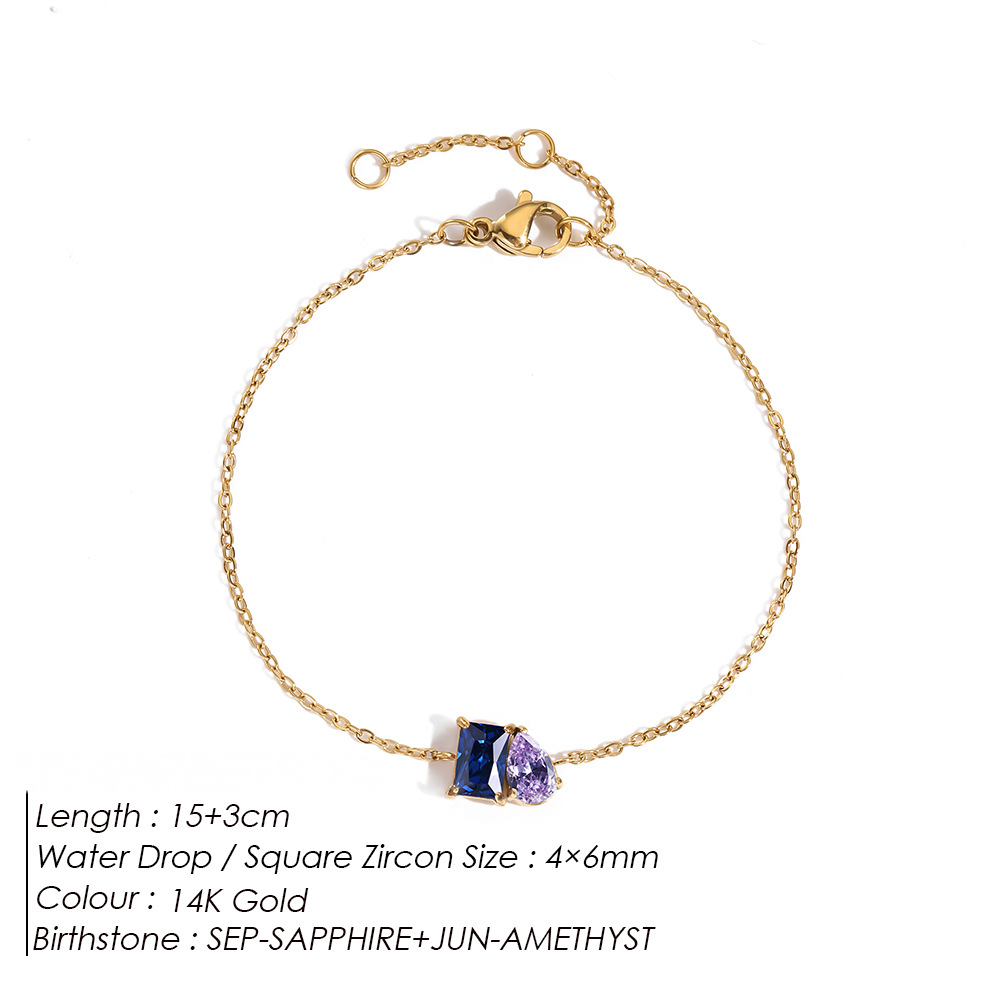 Stainless Steel Birthday Stone Bracelet