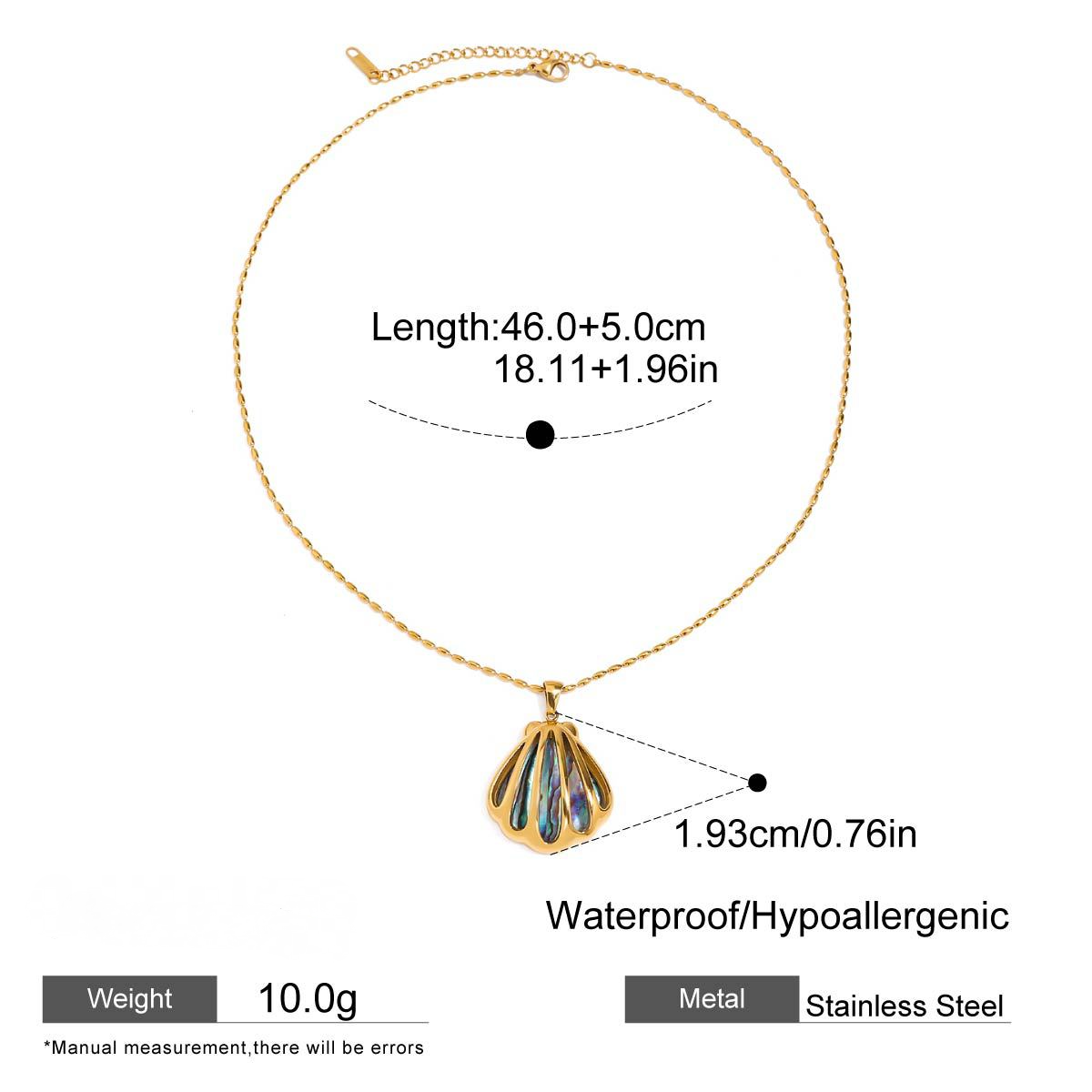 Stainless Steel Abalone Shell Hollow Shell Pendant Necklace