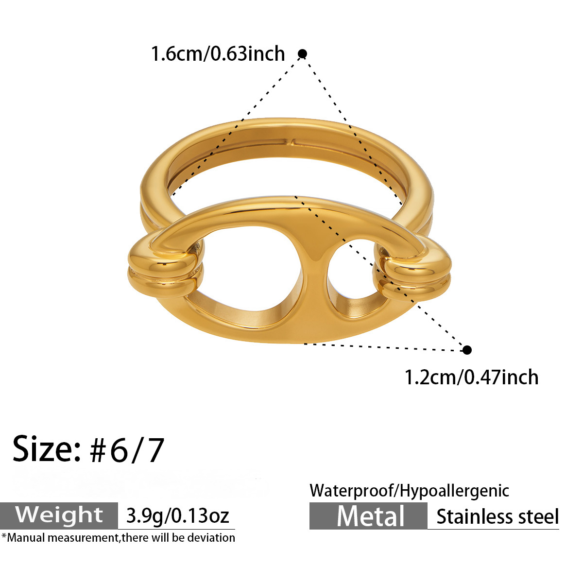 Stainless Steel Geometric Shaped Open Ring Set