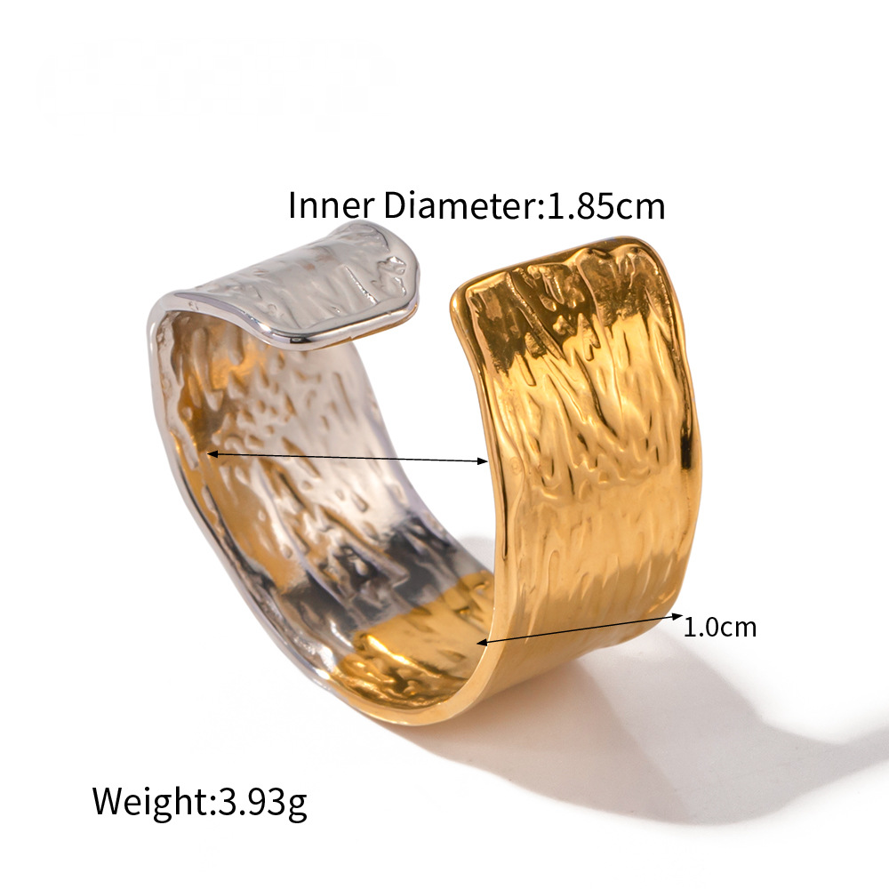 Stainless Steel Exaggerated Two-Tone Gold and Steel Ring