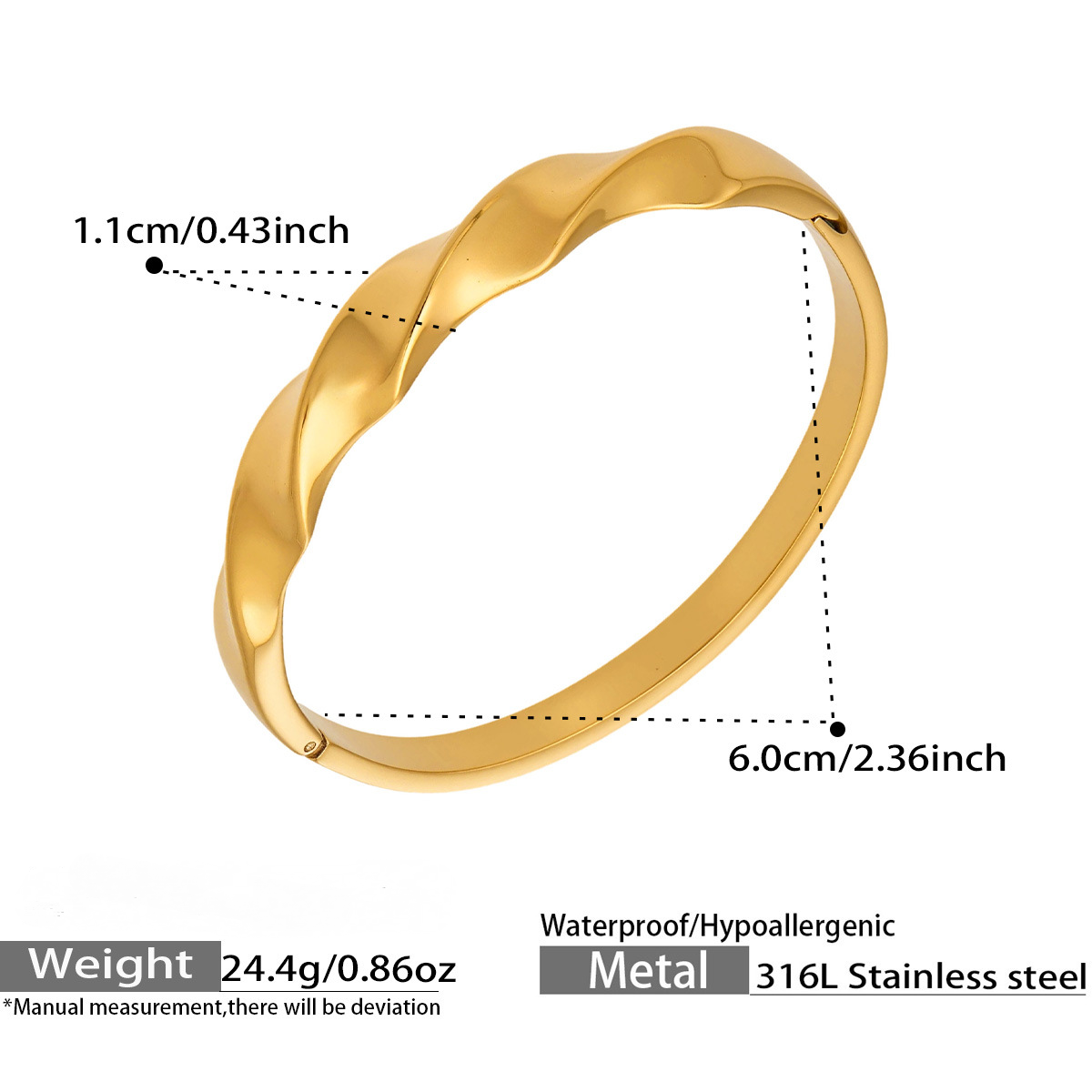 Stainless Steel 18K Gold PVD Smooth Plain Bangle