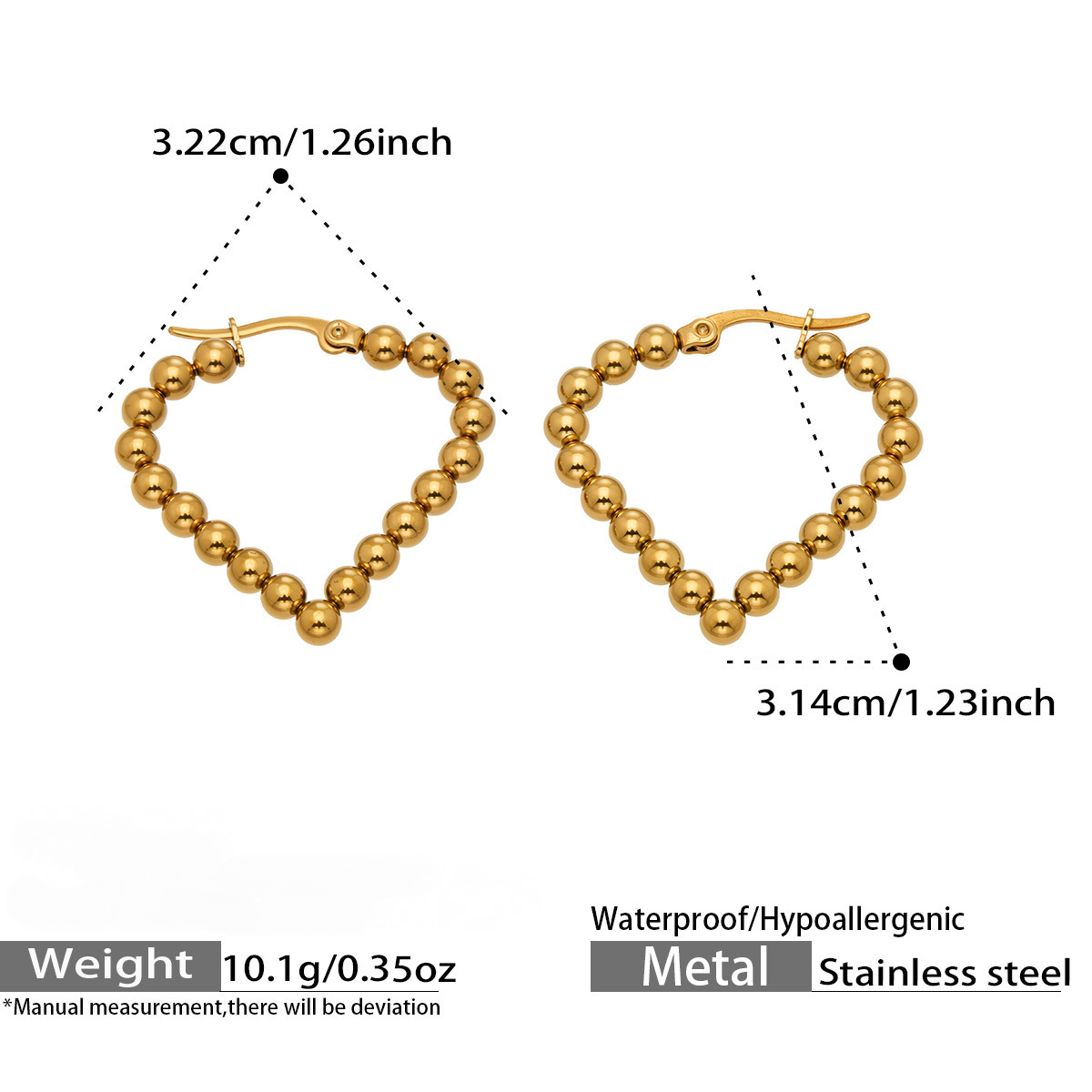 Stainless Steel Geometric Diamond-shaped Bead Hoop Earrings