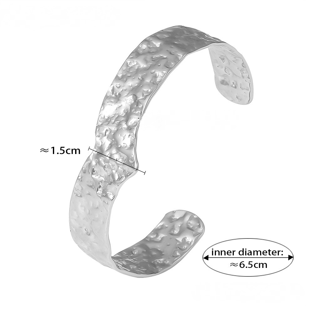 Stainless Steel Hammered Heart Shaped Cuff Bracelet