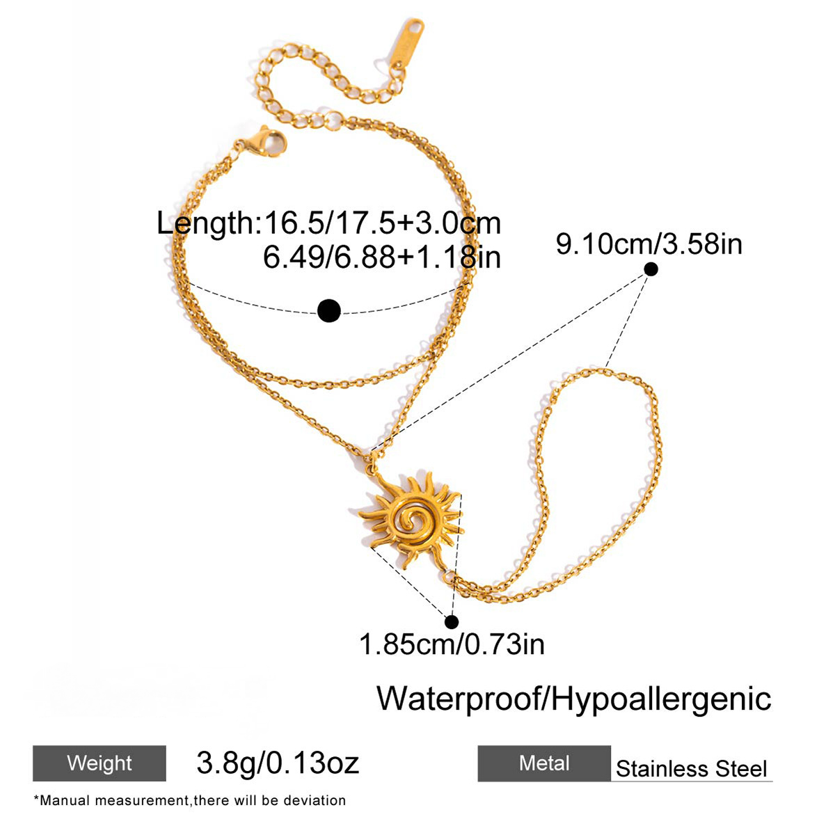 Stainless Steel Sun Hand Chain Bracelet