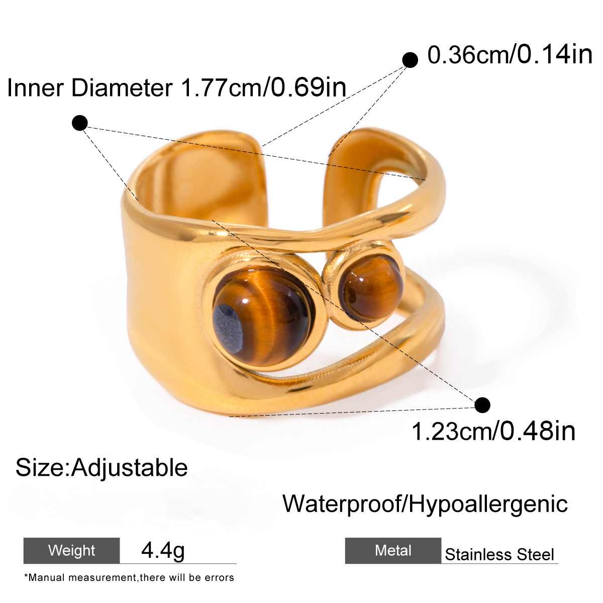 Stainless Steel Tiger's Eye Necklace Bracelet Ring Earrings Jewelry Suit