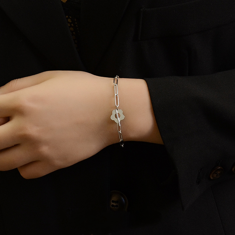 Daisy Paper Clip Chain Stainless Steel Bracelet