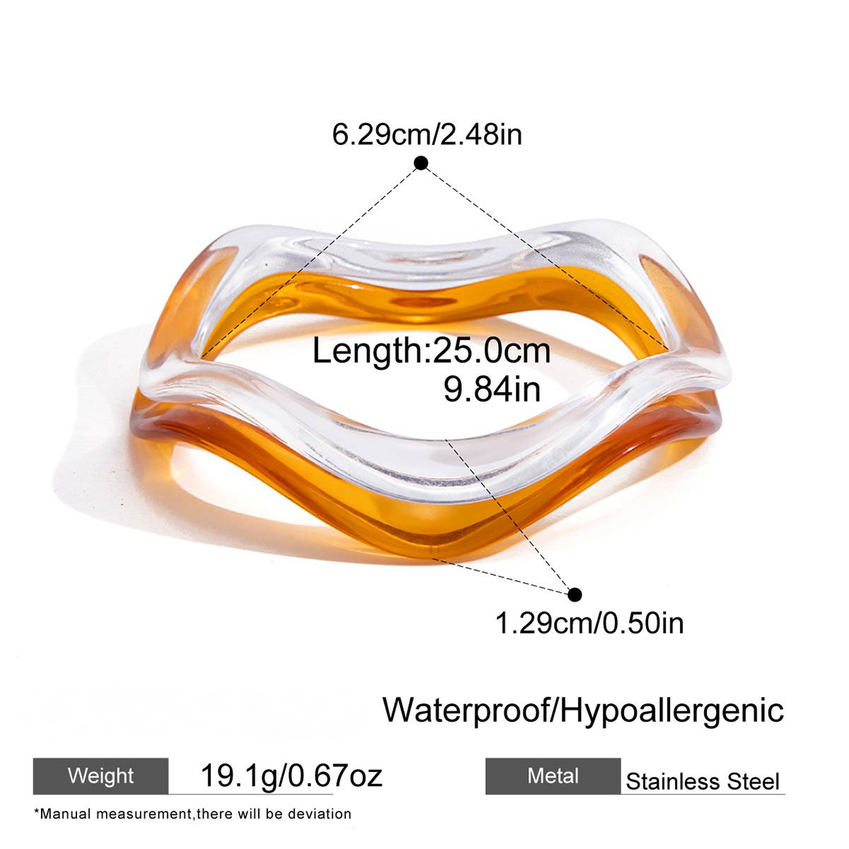 Stainless Steel Acrylic Resin Wave Bangle